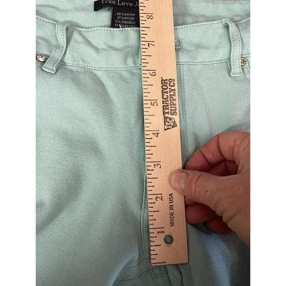 True Love Jeans STRETCH PANTS Size L Jeggings Style Rayon Blend Aqua Blue/green - Picture 8 of 9